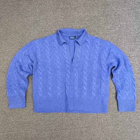 Polo Ralph Lauren Sweaters - POLO Ralph Lauren Cable-Knit Wool-Cashmere Polo Sweater in Sapphire Heather